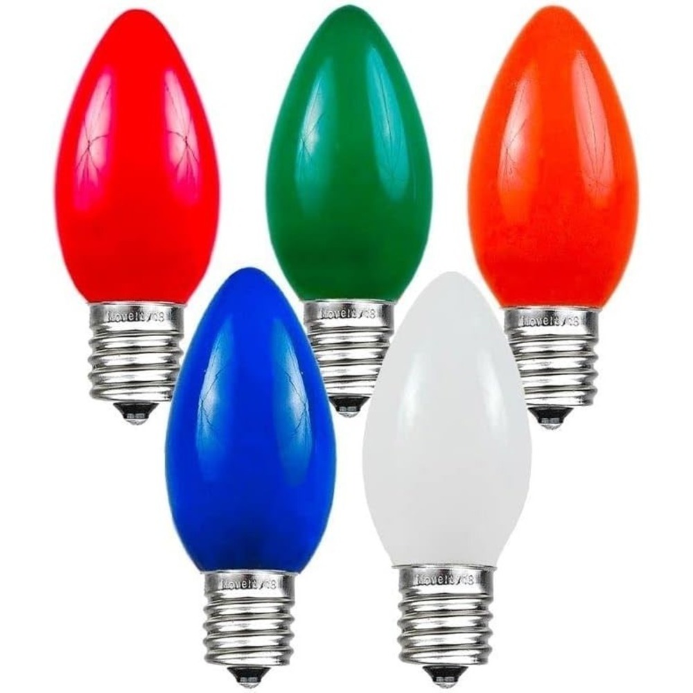 Ceramic Replacement Bulbs-C7/E12 Candelabra Base, 5 Watt Lights (Multi) Outdoor